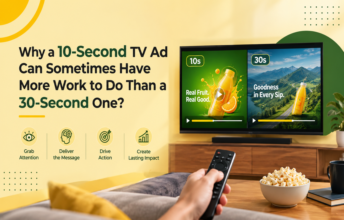 10-second vs 30-second TV ad showing the impact of concise advertising